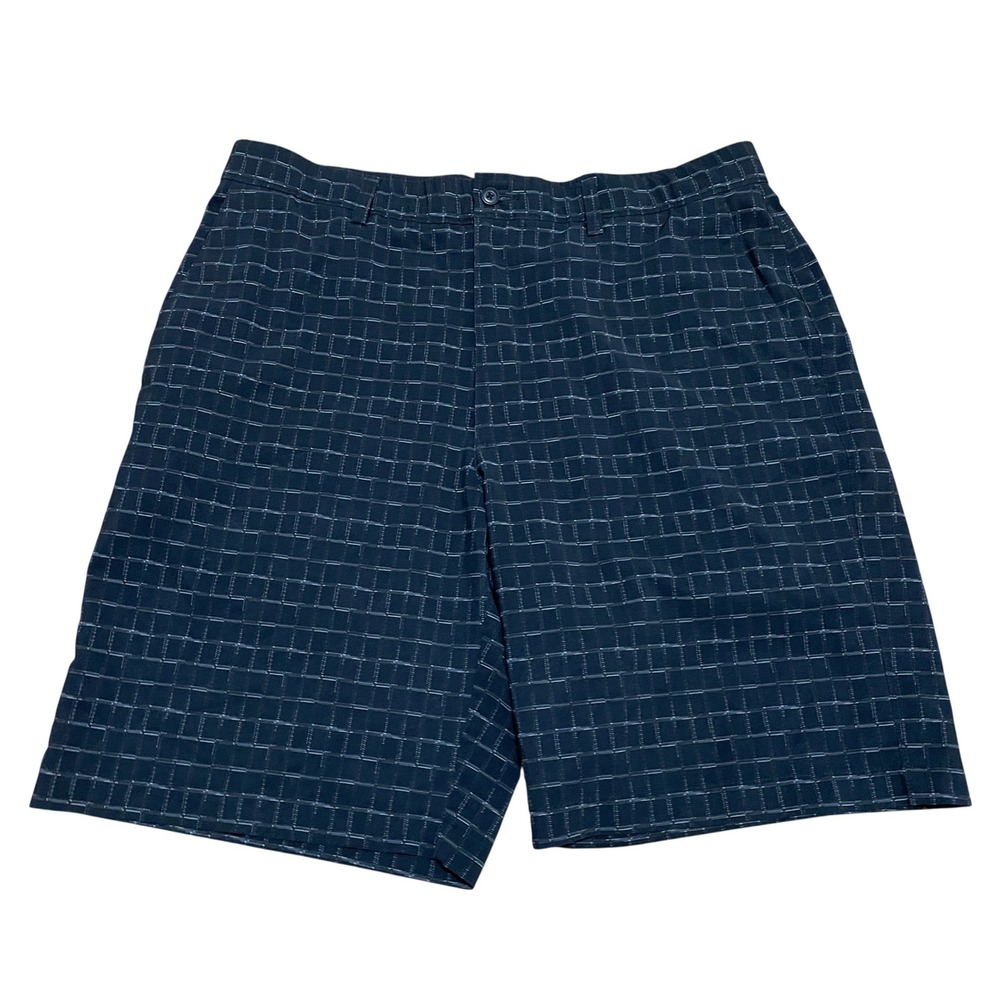 PGA Tour Men 36 Golf Shorts Black Grid Checkered Stretch Lightweight Performance